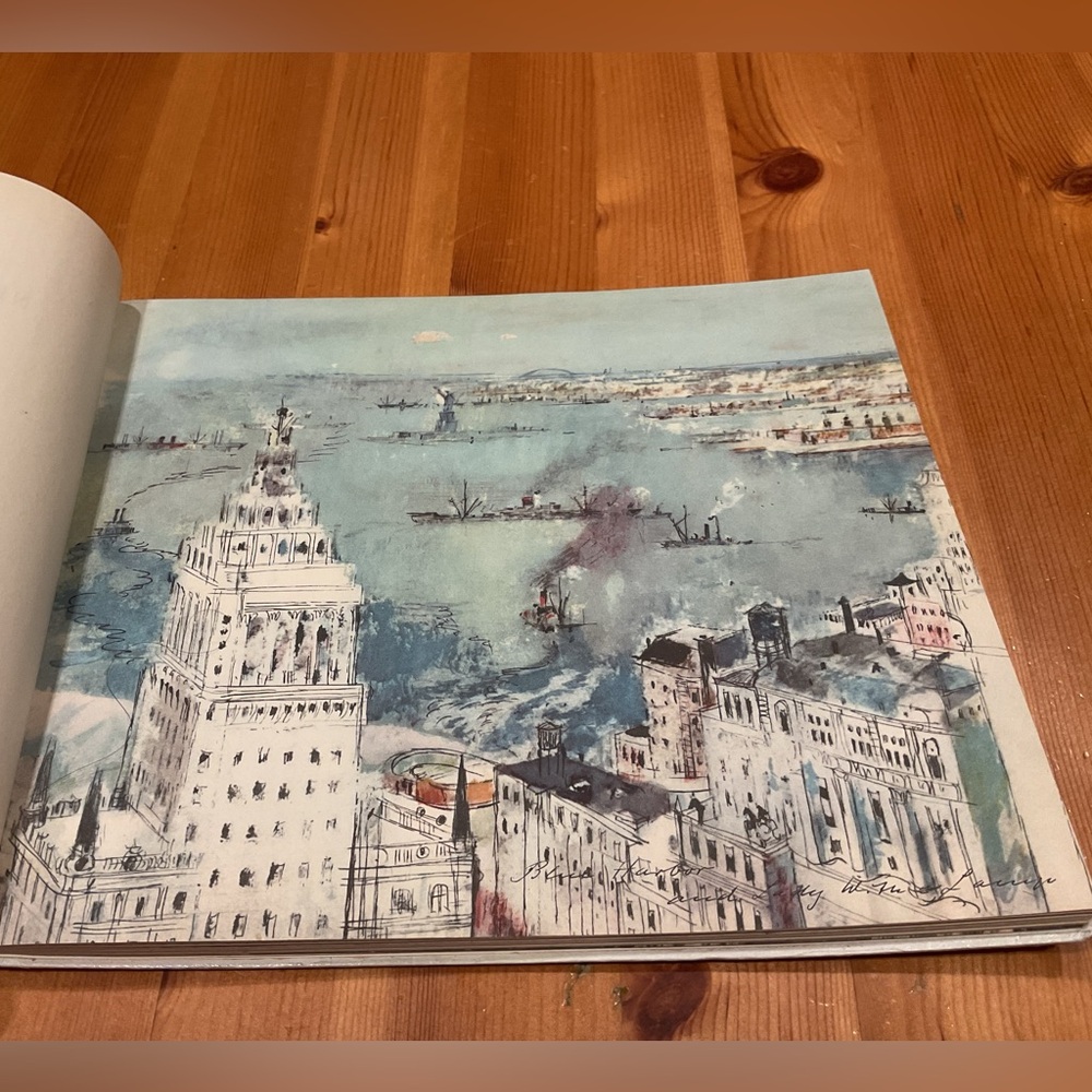 NEW YORK, CITY ON MANY WATERS FRITZ BUSSE SKETCH PRINT BOOK VINTAGE GERMANY 1956